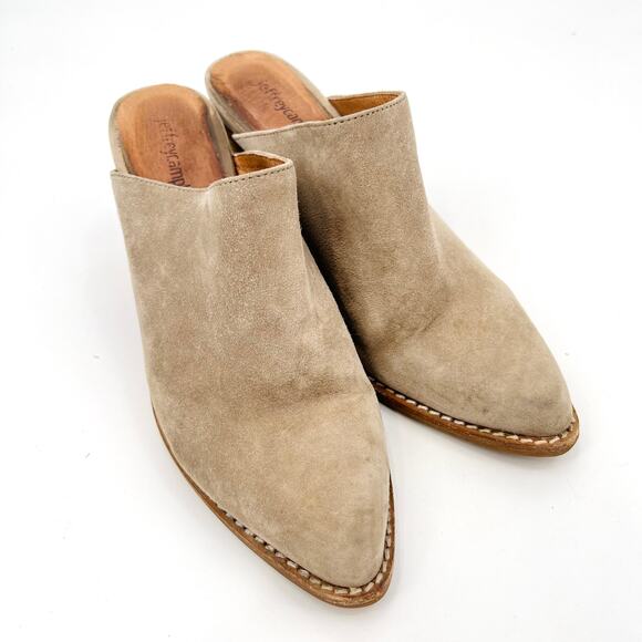 Jeffrey Campbell Favela-2 Tan Suede Slip on Block Heel Mules Women’s 7 - Picture 6 of 9